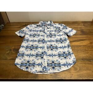 Men's Blue Patterned Casual Button Down Shirt